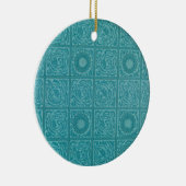 Tegelpatroon in Teal (van William Morris) Keramisch Ornament (Rechts)