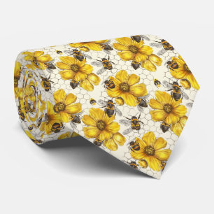 Tegelpatroon met bloemen en bij stropdas