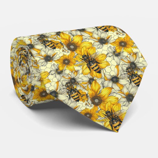Tegelpolaire bij bloemenprint stropdas (Opgerold)