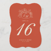 Tegelrode Pompoen Monogram Die-Cut Tafelnummer (Achterkant)
