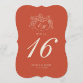 Tegelrode Pompoen Monogram Die-Cut Tafelnummer (Voorkant)