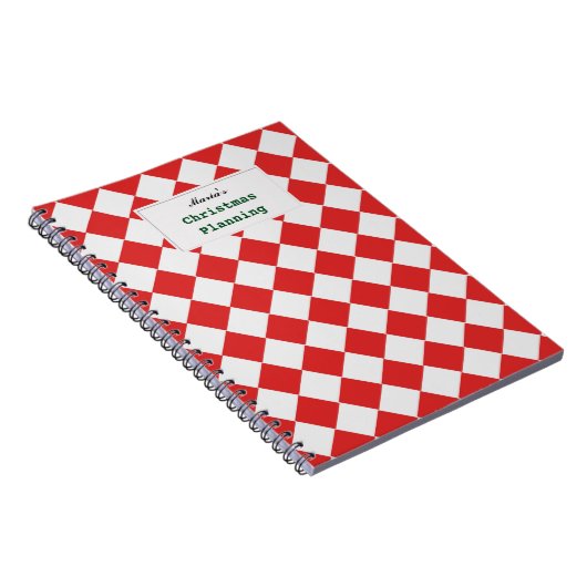 Tegelrood wit diagonaal geweven patroon elke tekst notitieboek (Rechterzijde)
