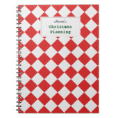Tegelrood wit diagonaal geweven patroon elke tekst notitieboek (Voorkant)