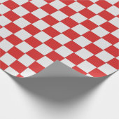 Tegelrood wit geweven patroon cadeaupapier (Hoek)