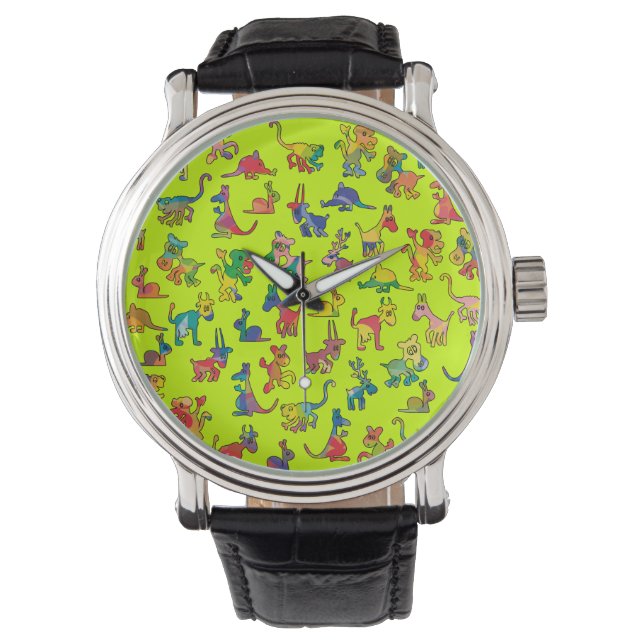 Tegels abstracte diersoorten horloge (Voorkant)