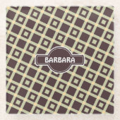 Tegels Beige Chocolade Minimal Pattern Glazen Onderzetter (Voorkant)