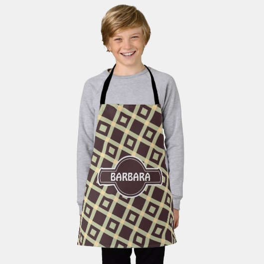 Tegels Beige Chocolade Minimal Pattern Schort (Gedragen)