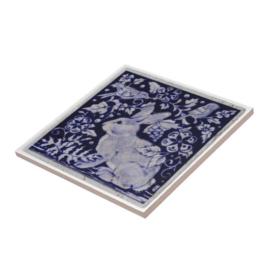 Tegels -  blauw en wit wild tegeltje (Zijkant)