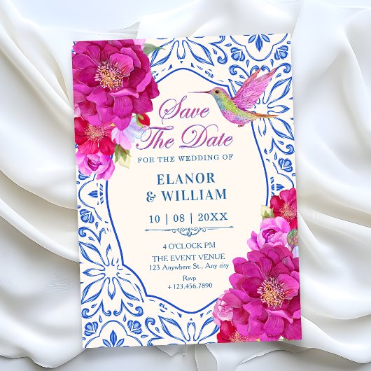 Tegels bloemmotief save the date