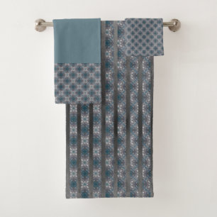 tegels en grijze staven in de schaduw van Blauwgro Bad Handdoek