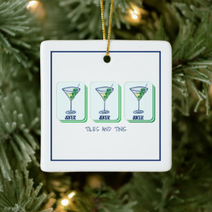 Tegels en Tinis Gepersonaliseerde Mahjong Martini Keramisch Ornament