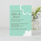 Tegels en Witte Retro Bloemen Bruiloft Kaart (Staand voorkant)