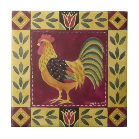 Tegels - Farmhouse Rooster Design 2 Tegeltje (Voorkant)