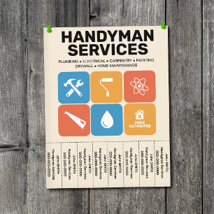 Tegels - Flyer Handyman Diensten met Afscheurbare
