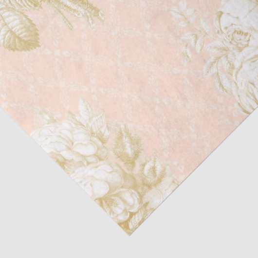 Tegels Frans Bloemenboeket Roze Goud Ephemera Tissuepapier (Detail)