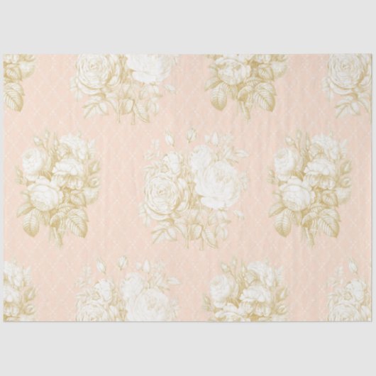 Tegels Frans Bloemenboeket Roze Goud Ephemera Tissuepapier (Voorkant)