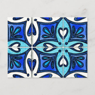 Tegels geïnspireerd door Azulejos Blue Briefkaart