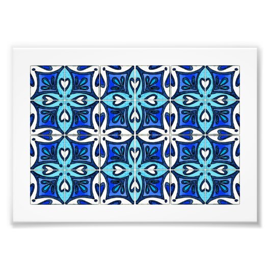Tegels geïnspireerd door Azulejos Blue Foto Afdruk (Voorkant)