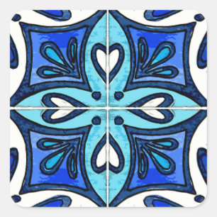 Tegels geïnspireerd door Azulejos Blue Vierkante Sticker