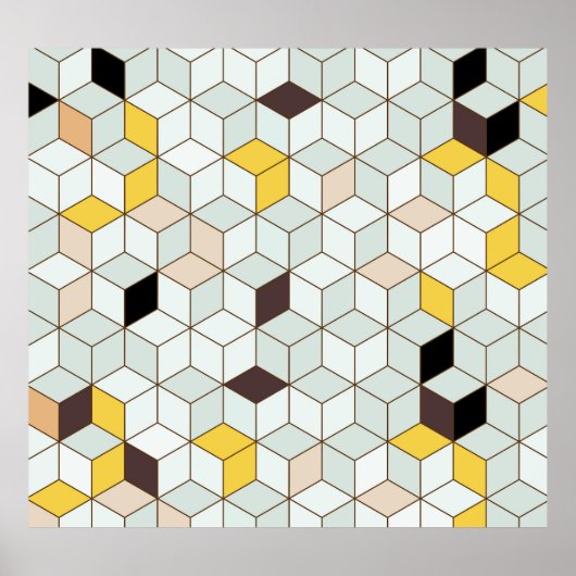 tegels, geometrisch zwart wit patroon. poster (Voorkant)
