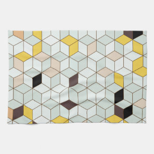 tegels, geometrisch zwart wit patroon. theedoek