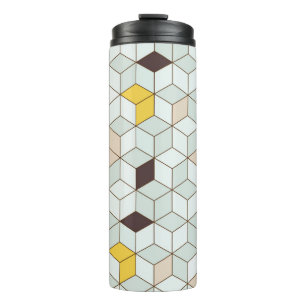 tegels, geometrisch zwart wit patroon. thermosbeker