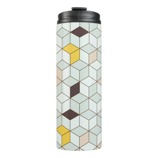  tegels, geometrisch zwart wit patroon. thermosbeker (Voorkant)
