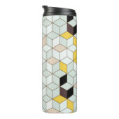 tegels, geometrisch zwart wit patroon. thermosbeker (Geroteerd rechts)