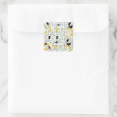 tegels, geometrisch zwart wit patroon. vierkante sticker (Tas)