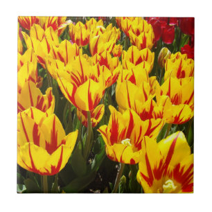 Tegels geschenk kunst Gele Tulp Bloemen Bloemstuk Tegeltje