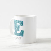 Tegels Glitter Monogram E Persoonlijk Koffiemok (Voorkant links)