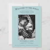 Tegels groen minimalistisch foto geboorteaankondig aankondiging (Voorkant)