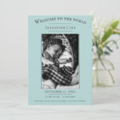 Tegels groen minimalistisch foto geboorteaankondig aankondiging (Staand voorkant)