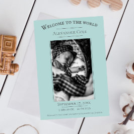 Tegels groen minimalistisch foto geboorteaankondig aankondiging