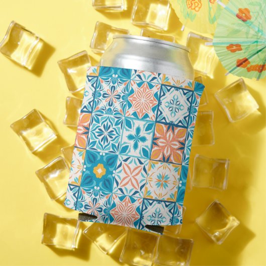  tegels in blauw en oranje blikjeskoeler (Insitu Zomer)