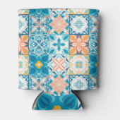  tegels in blauw en oranje blikjeskoeler (Voorkant)