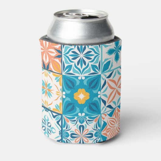  tegels in blauw en oranje blikjeskoeler (Blikje Achterkant)