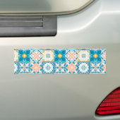  tegels in blauw en oranje bumpersticker (Op auto)