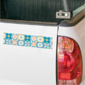  tegels in blauw en oranje bumpersticker (Op Truck)