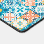 tegels in blauw en oranje bureaumat (Hoek)