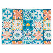 tegels in blauw en oranje groot cadeauzakje (Achterkant)