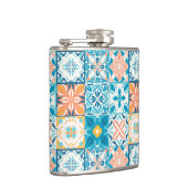  tegels in blauw en oranje heupfles (Rechts)