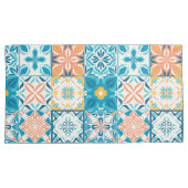 tegels in blauw en oranje kussensloop (Voorkant-Rechts)