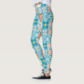  tegels in blauw en oranje leggings (Links)