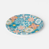  tegels in blauw en oranje papieren bordje (Gekanteld)