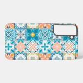  tegels in blauw en oranje samsung galaxy hoesje (Achterkant horizontaal)