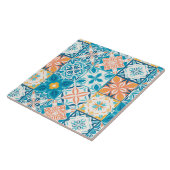 tegels in blauw en oranje tegeltje (Zijkant)