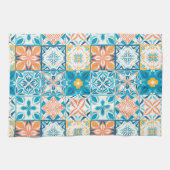  tegels in blauw en oranje theedoek (Horizontaal)