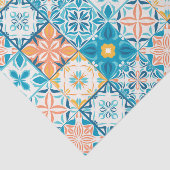  tegels in blauw en oranje tissuepapier (Detail)