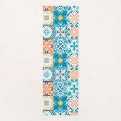  tegels in blauw en oranje yogamat (Voorkant)